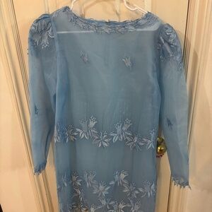 vintage 80s seethru dress with embroidery rare and pretty